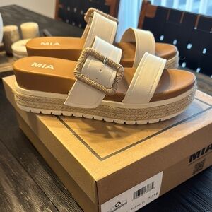 MIA White Platform Sandals with Cushioned Footbed